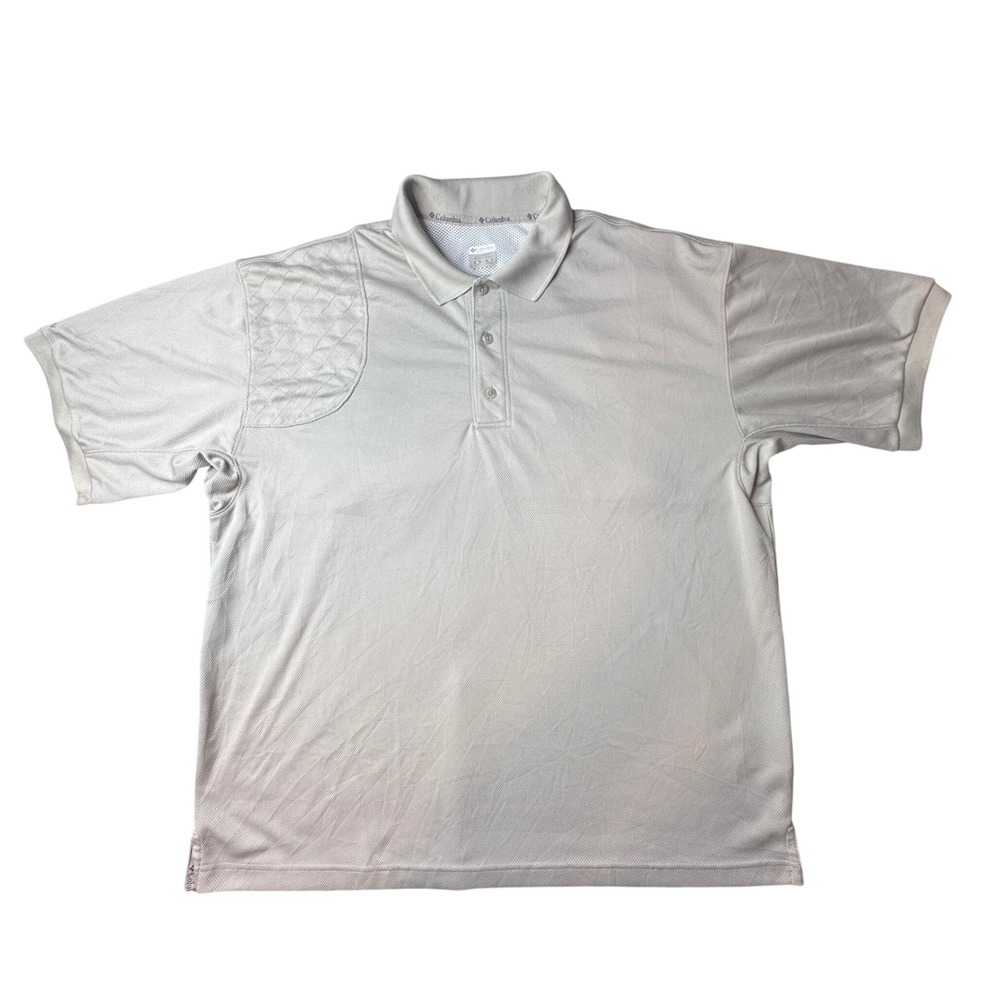 Columbia Polo Shirt Mens XL Tan PHG Shooting Patch Vented Mesh HM6028 Hunting